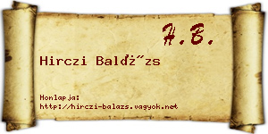 Hirczi Balázs névjegykártya
